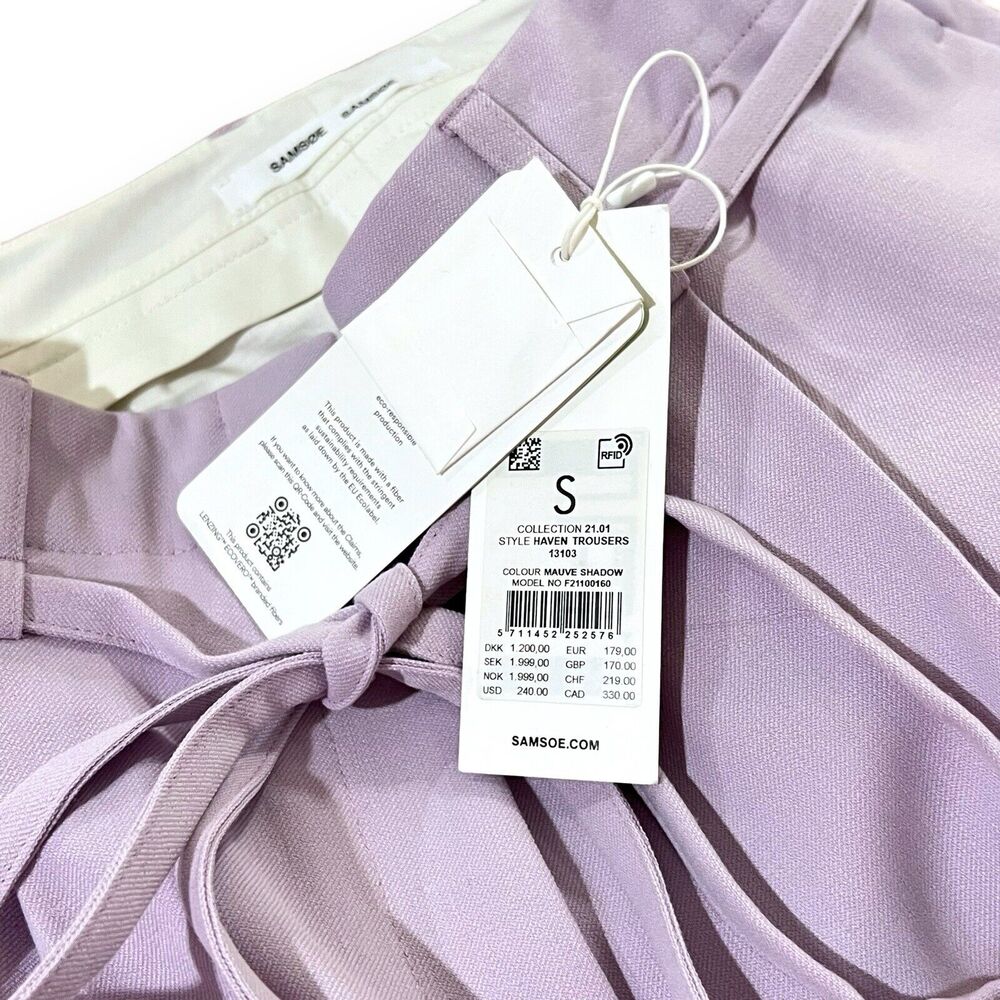 NWT Samsoe Samsoe Haven Pants S Mauve Shadow Purple Scandi Wide Leg Pleated - Picture 11 of 11